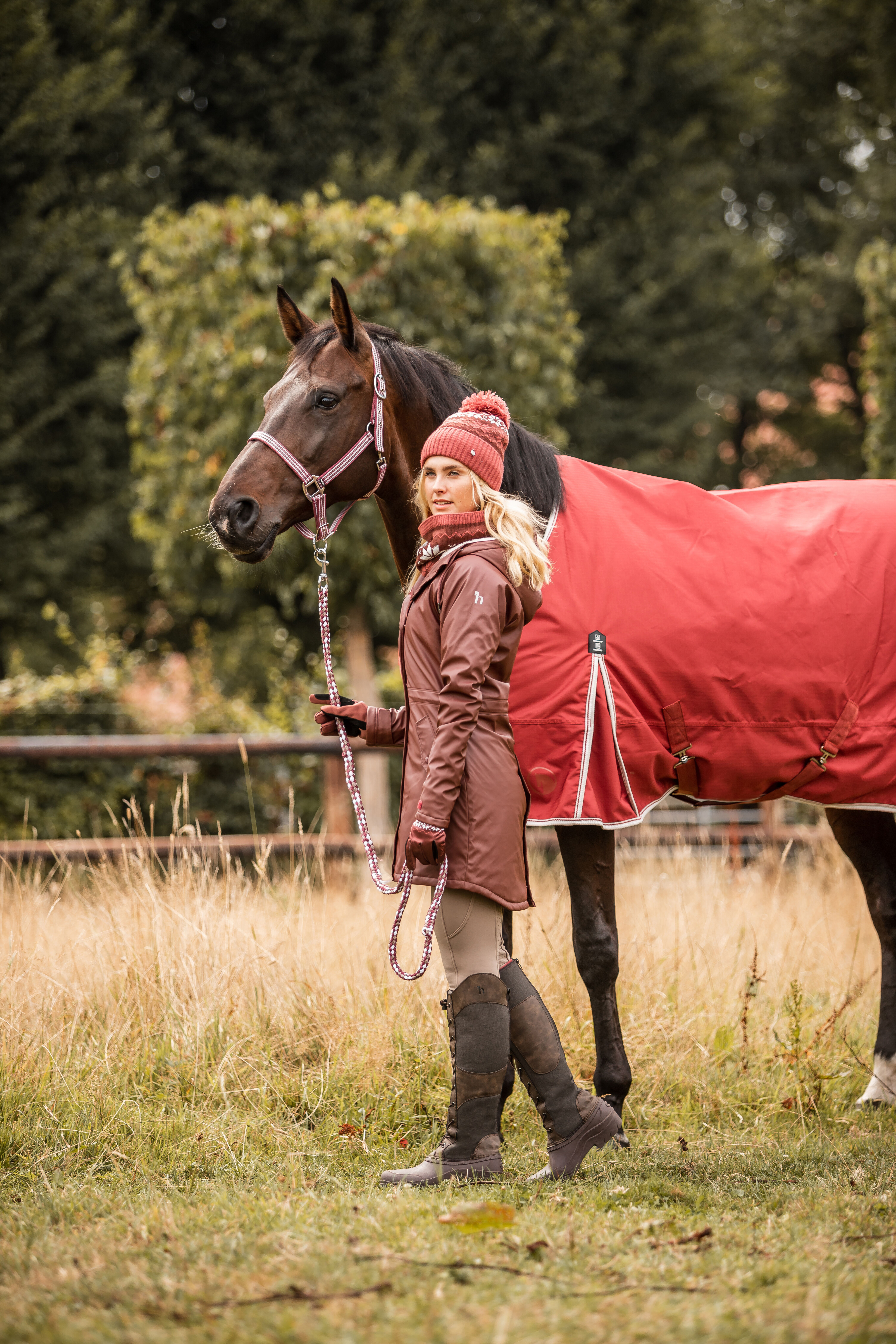 Koop Horze Dania winter regenjas met fleecevoering dames horze